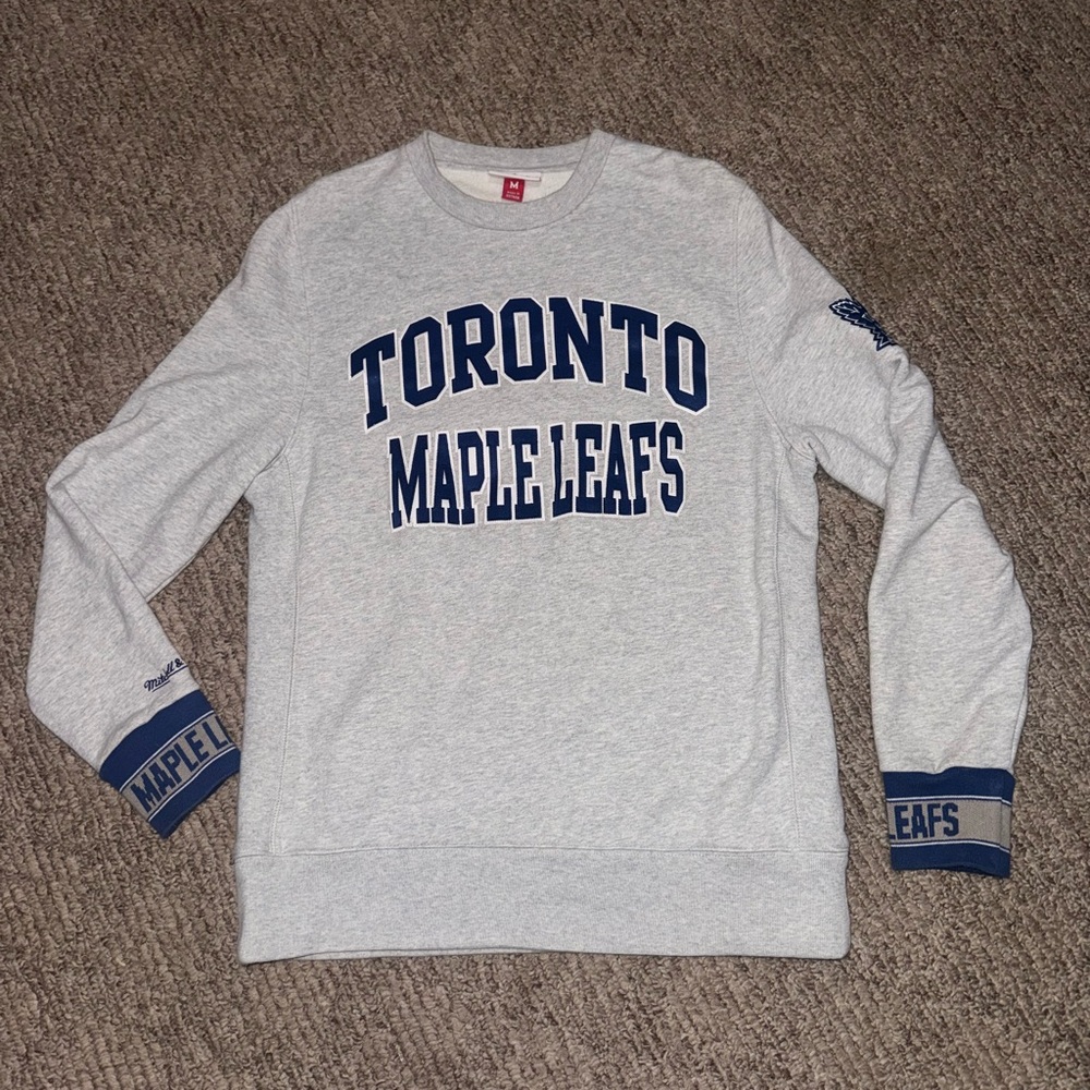 Mitchell & Ness Toronto Maple Leafs Gray Crewneck Sweater